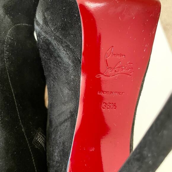 Christian Louboutin Black Suede leather Monica OTK thigh high boots EU 38.5 - Picture 13 of 15